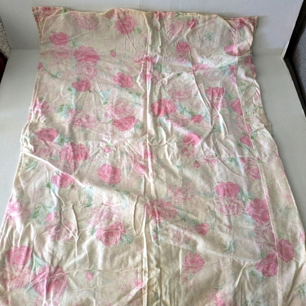 Vintage Handmade Boho baby Blanket Wall Hanging pink roses and patches